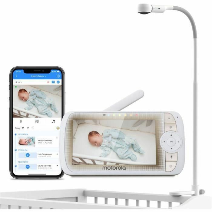 Baby Listening VM 65 Connect 2en1 Wifi en Tel + Pantalla de video 5 con visión de cama de pie Gran Angle -Temperatura -T -Walkie -Motorola