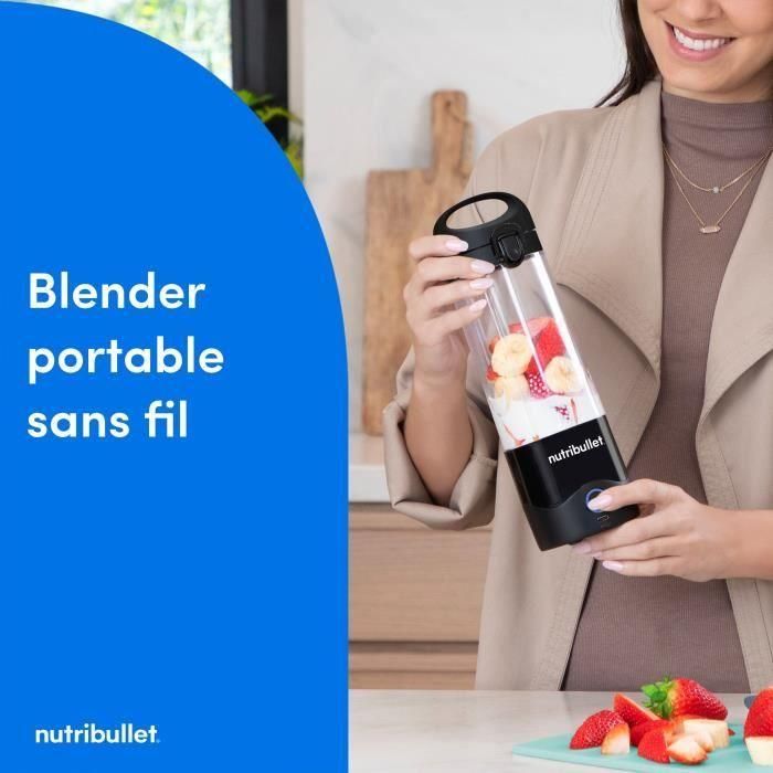 Licuadora portátil - NUTRIBULLET - NBP003B - 100 W - 0,475 L - Libre de BPA - Negra - Incluye una botella de agua 1