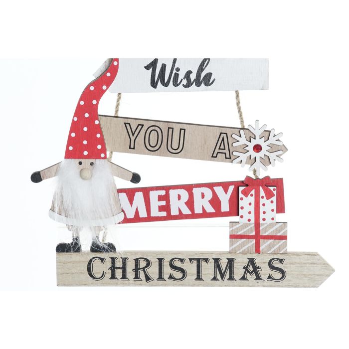DKD Home Decor Set de 12 Adornos Navideños Colgantes Tradicionales, Decoración Rojo Natural de MDF y Cuerda, 47x27 cm 1