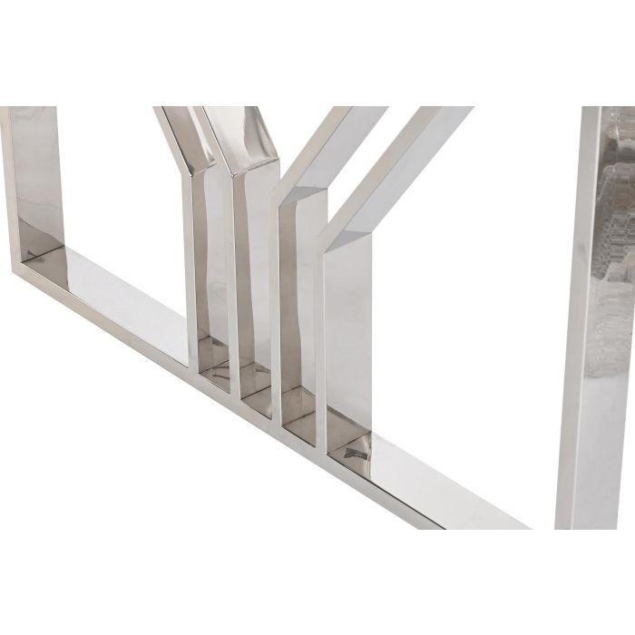 DKD Home Decor Mesa de Comedor Moderna, Fabricada en Cristal y Acero, con Acabado Plateado y Transparente, Medidas 90 x 180 x 75 cm 2