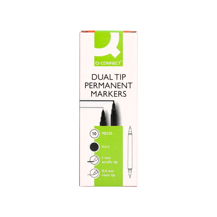 Q-connect Rotulador Permanente Marcador Doble Punta Negro 4 mm y 1 mm 5