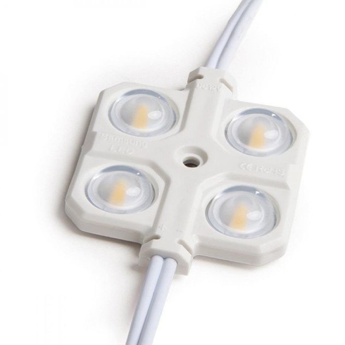 Módulo 2W 150Lm 6000ºK 4 LEDs PRO 5630 Inyectado IP67 Óptica 50.000H [RA-BL-5630W04-LENS-R-CW]