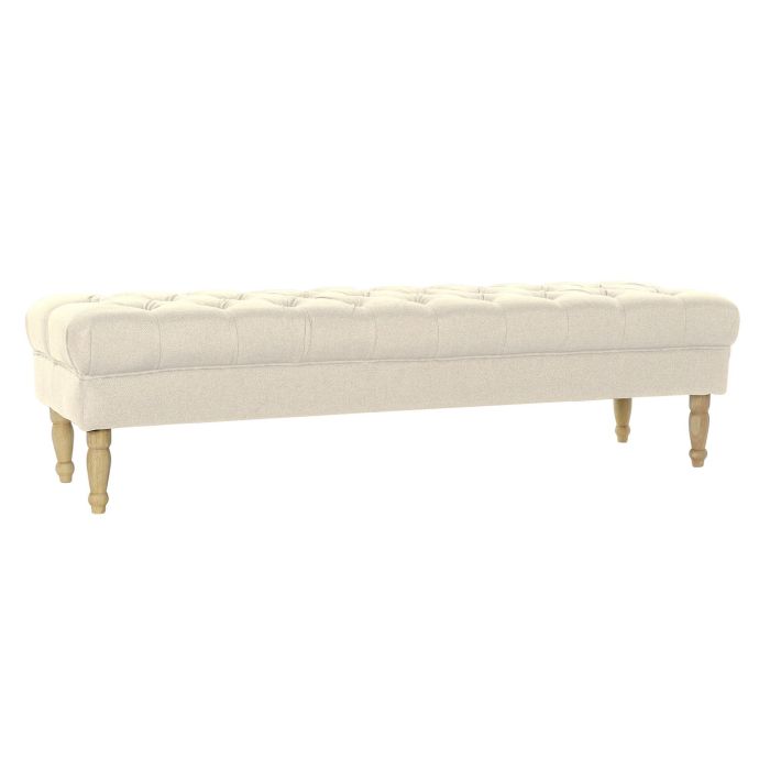 DKD Home Decor Descalzadora Banqueta Estilo Glam Crema Colección Layn Blue de Poliéster y Madera Rubberwood 158x48x42 cm DKD Home Decor Descalzadora Banqueta Estilo Glam Crema Colección Layn Blue de Poliéster y Madera Rubberwood 158x48x42 cm