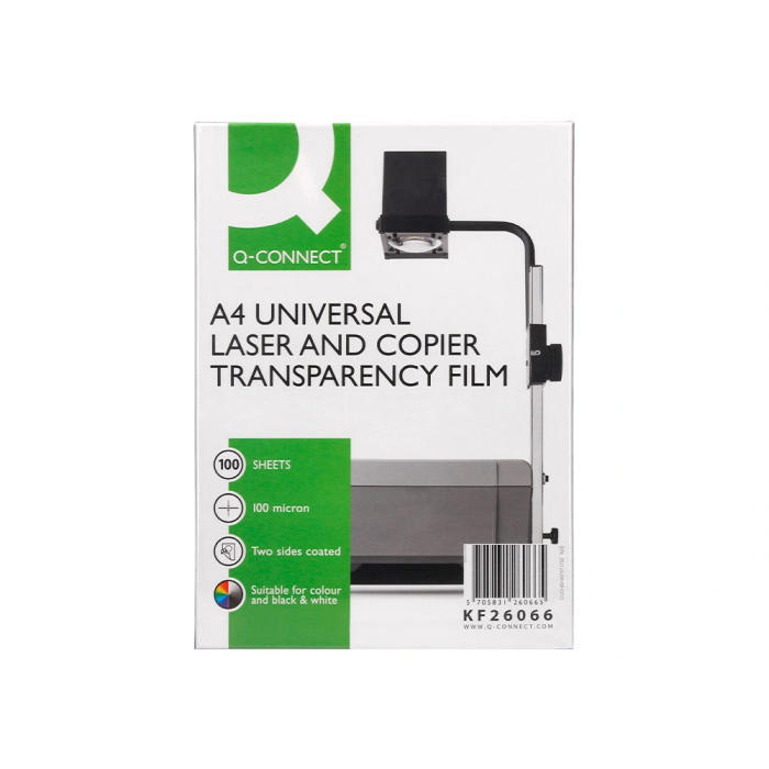 Q-connect Transparencias Din A4 KF26066 para Fotocopiadora Tratada Dos Caras, Caja 100 Hojas 1