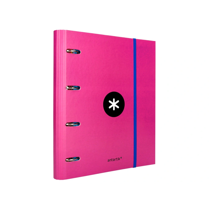Antartik Carpeta con Recambio A4 Cuadro 5mm, Anillas 40mm Redondas, Solapa, Rosa 4