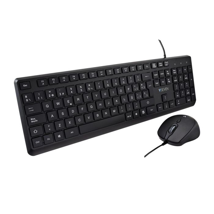 Teclado y Ratón V7 CKU350ES Negro Qwerty Español Teclado y Ratón V7 CKU350ES Negro Qwerty Español