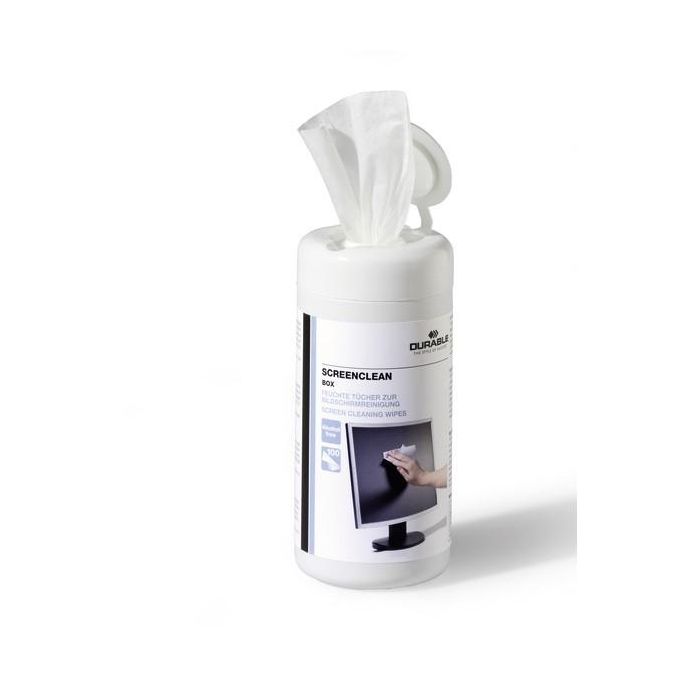 Durable Toallitas Limpiadoras Húmedas para Pantallas y Cristales, Sin Alcohol, Antiestático, 100 Unidades 0 Durable Toallitas Limpiadoras Húmedas para Pantallas y Cristales, Sin Alcohol, Antiestático, 100 Unidades 0