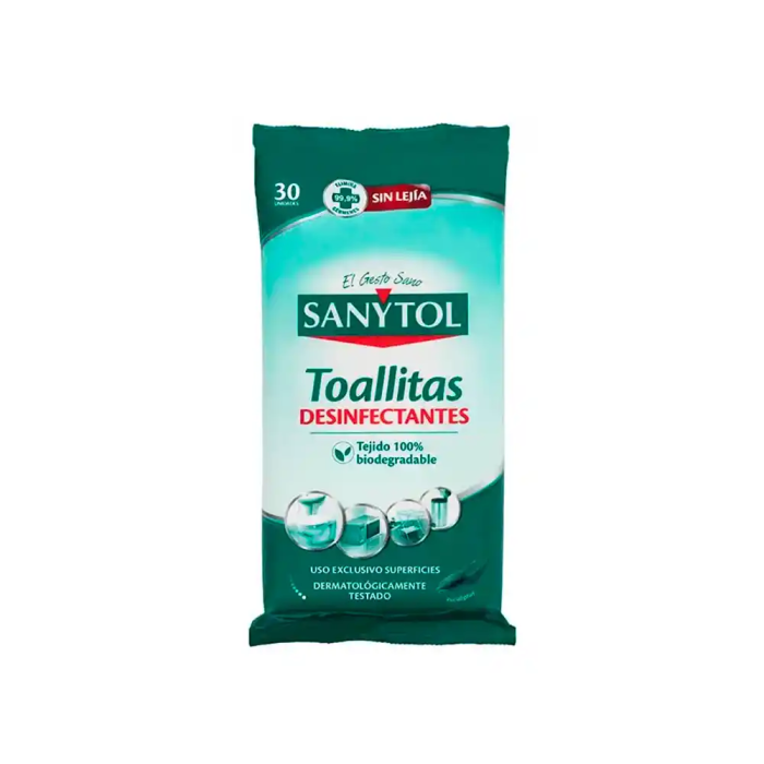 Sanytol Toallitas Desinfectantes Multiusos Aroma Eucalipto 30 uds Eliminan 99,9% Gérmenes 1