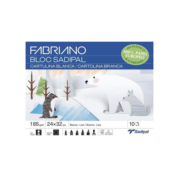Sadipal Bloc de Cartulina Color 32x24 cm Para Manualidades 10H Blanco