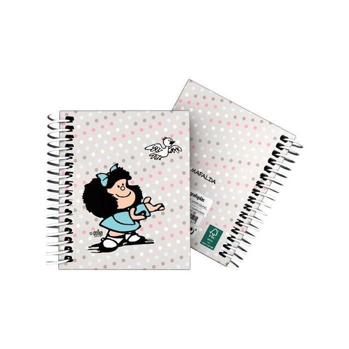 Grafoplás Cuaderno Espiral A7 100H 5x5 mm 70 gr 4 Bandas Color Tapa Dura Mafalda Bird Grafoplás Cuaderno Espiral A7 100H 5x5 mm 70 gr 4 Bandas Color Tapa Dura Mafalda Bird
