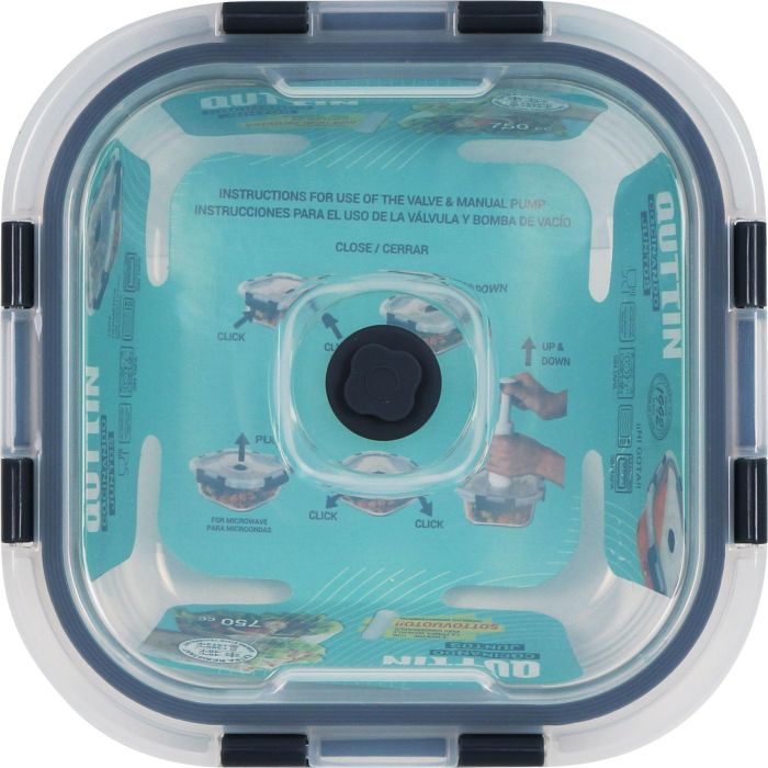 Quttin Fiambrera Cuadrada con Tapa, 750 cc, 16.5 x 16.5 x 6.9 cm (6 Unidades) 3