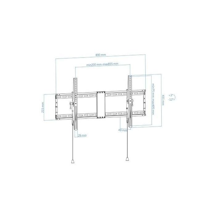 TooQ LP4391T-B Soporte de Pared Inclinable para TV 43-90" hasta 70kg, VESA 200x200-800x400, Inclinación +3°/-12°, 49mm Pared, Negro 4 TooQ LP4391T-B Soporte de Pared Inclinable para TV 43-90" hasta 70kg, VESA 200x200-800x400, Inclinación +3°/-12°, 49mm Pared, Negro 4