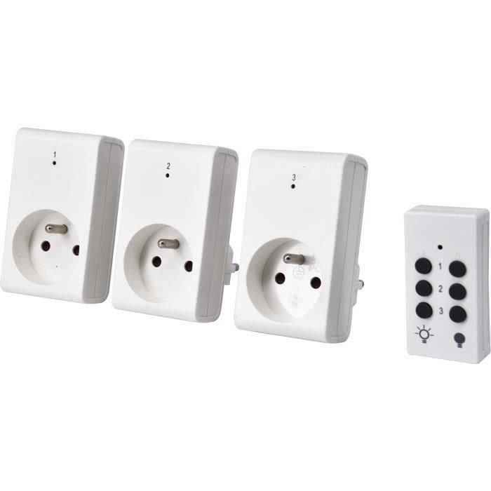 GAO GAO4004282473077 Kit 3 Enchufes para Control Remoto Inalámbrico con Mando a Distancia Incluido, 230V, Blanco