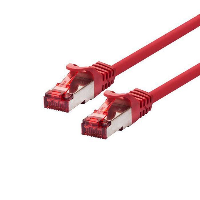 LOGON PROFESSIONAL TCR66SS200R Cable de Red Patch S/FTP PIMF Cat6 Rojo 20m, Apantallado RJ45, AWG 26/7, con Protección Anti-doblez PVC