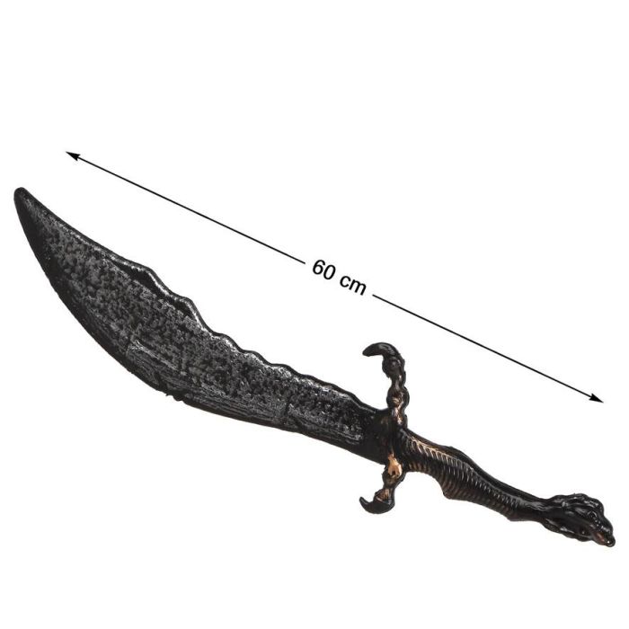 Espada Vikinga 60 cm Negra con Empuñadura de Dragón para Guerrero - Ideal para Fiestas Temáticas