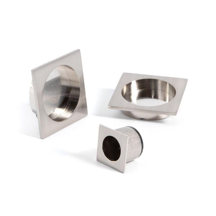 DUVER Kit de Tiradores Cuadrados para Puerta Corredera Níquel Satinado