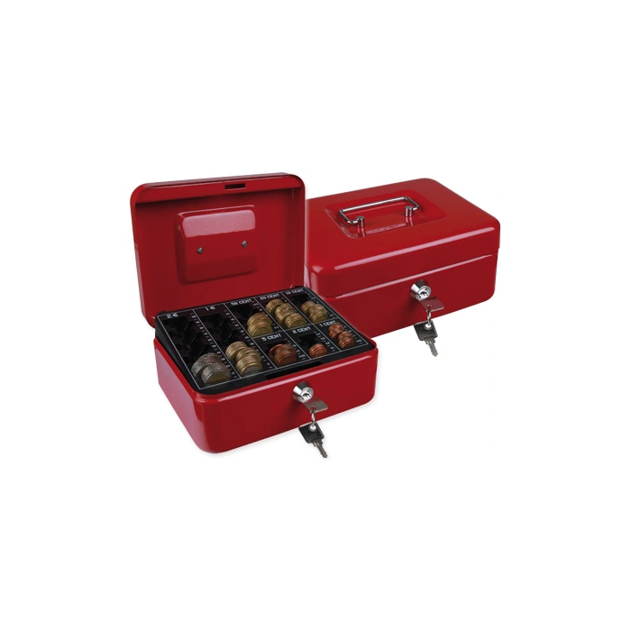 Caja caudales Q-connect 200x160x90 mm Roja con Portamonedas, Bandeja Extraíble y Estructura de Acero Caja caudales Q-connect 200x160x90 mm Roja con Portamonedas, Bandeja Extraíble y Estructura de Acero
