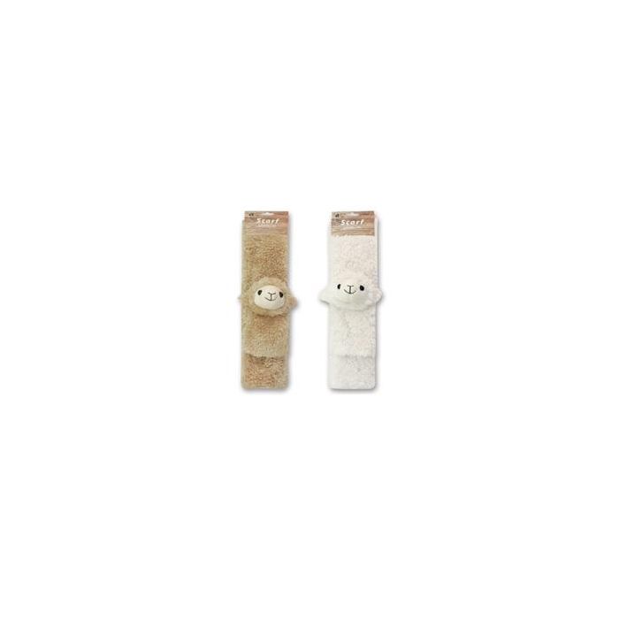 DKD Home Decor Bufanda Kids Ovejitas de Poliéster Blanco Marrón Claro 75 cm - Pack 4 Unidades