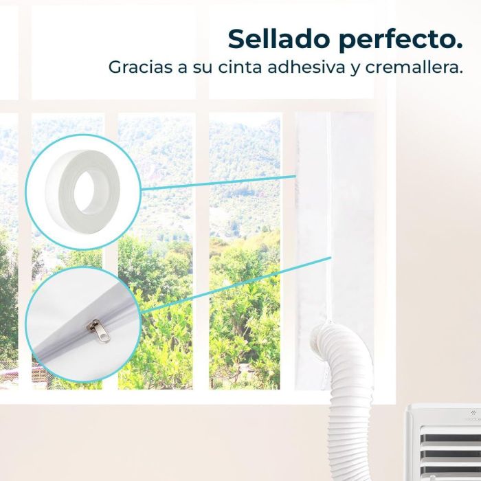 Cecotec Kit universal aislamiento ventanas 163x35 cm para climatizador, poliéster blanco 6