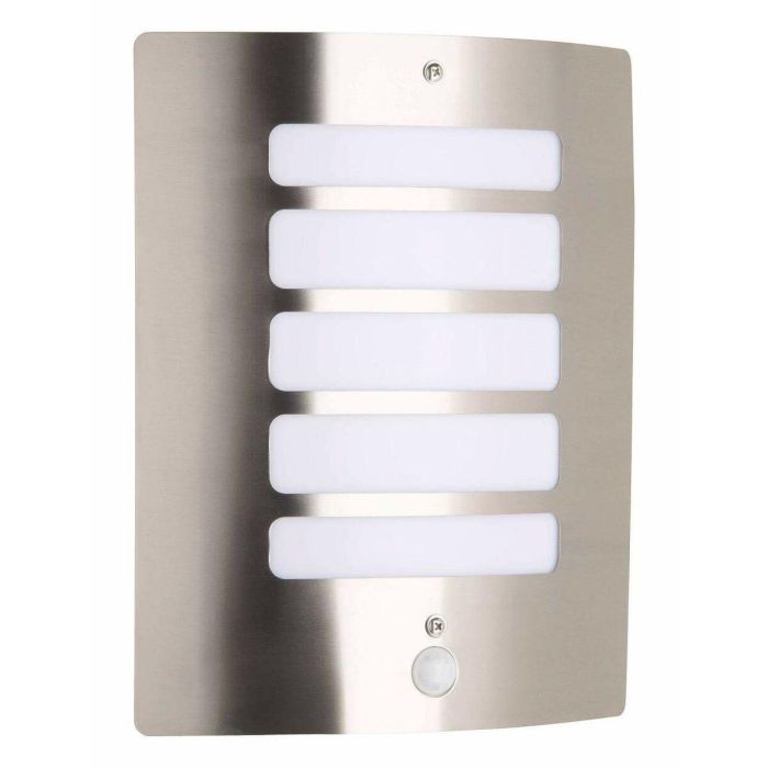 Brilliant TODD Aplique de exterior con detector de presencia, metálico curvado, difusor opal, Plata brillante, 29 cm, E27 0 Brilliant TODD Aplique de exterior con detector de presencia, metálico curvado, difusor opal, Plata brillante, 29 cm, E27 0