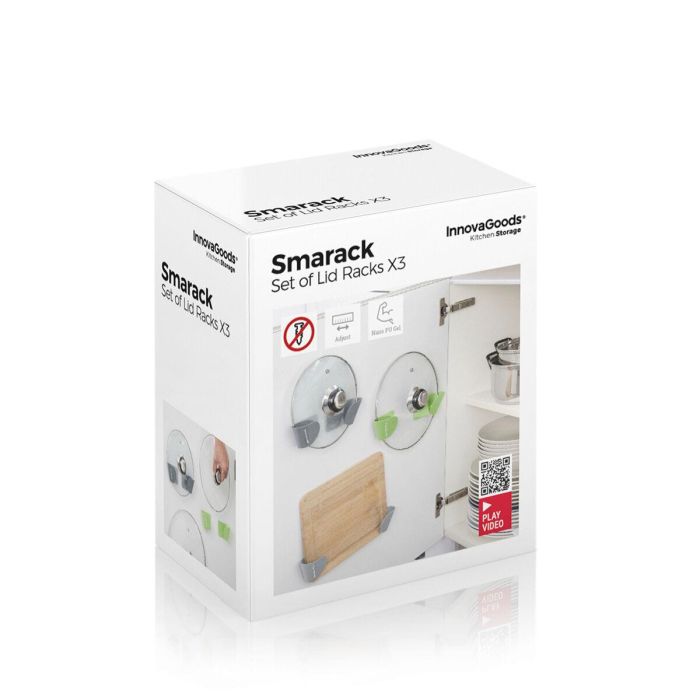 Set de 3 Soportes Adhesivos para Tapas de Cocina Smarack InnovaGoods 1 Set de 3 Soportes Adhesivos para Tapas de Cocina Smarack InnovaGoods 1