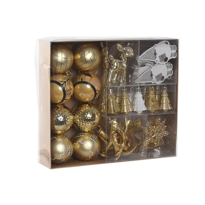 Bola Decoracion Navidad Moderna DKD Home Decor Dorado 6 x 24 x 28 cm Set de 55