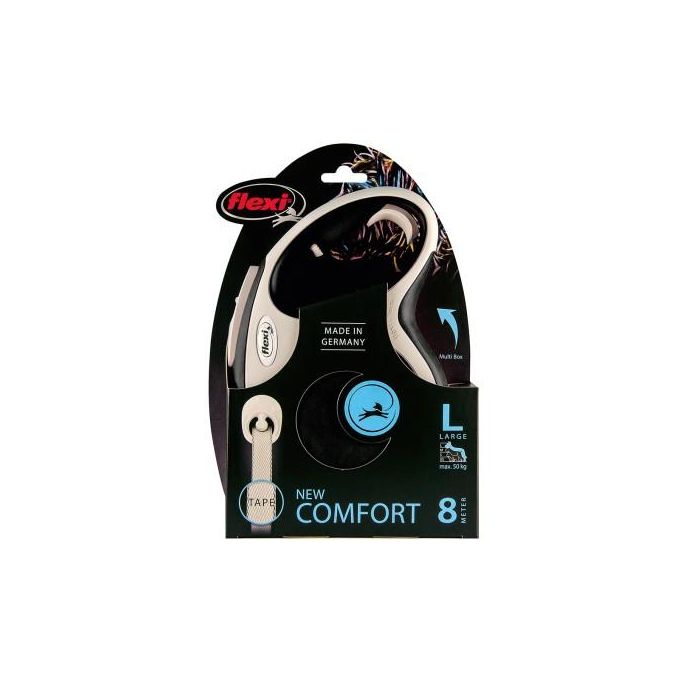 Flexi New Comfort Correa Retráctil para Perro Cinta Negro 8 Metros Talla L hasta 60 kg con Freno Mejorado y Compatible con Accesorios 1 Flexi New Comfort Correa Retráctil para Perro Cinta Negro 8 Metros Talla L hasta 60 kg con Freno Mejorado y Compatible con Accesorios 1