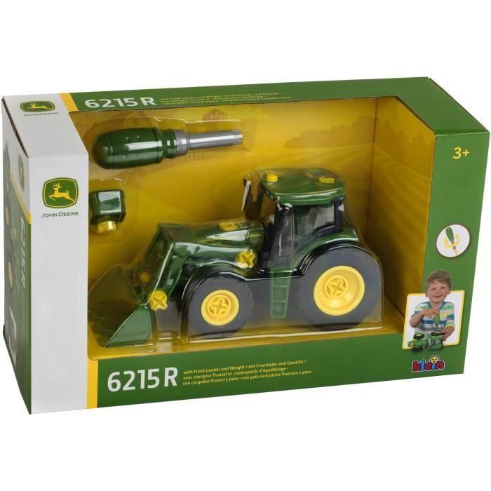 John Deere 3977 Tractor Montable KLEIN con Cargador Frontal, Contrapeso y Destornillador - Escala 1/24 - Edad 3+