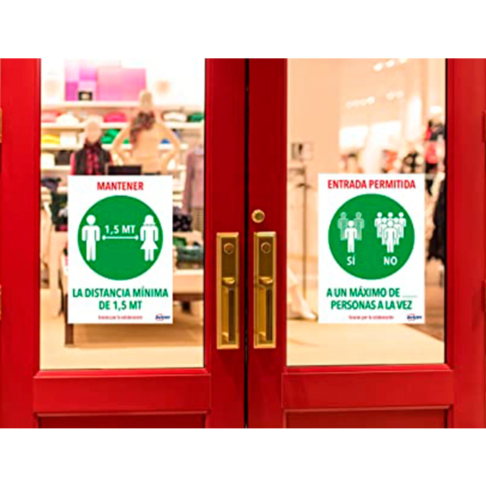 Avery Señal Adhesiva Mantener Distancia Mínima 1.5 Mt DIN A4 Resistente Rayos UV Pack 2 Unidades 2