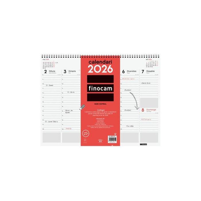 Calendari (2026) Catalan Finocam Vade Espiral S/V 420X310
