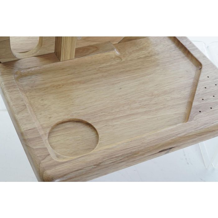 DKD Home Decor Cortador de Embutido de Madera Rubberwood y Acero Inoxidable Natural - 29x29x10 cm 1