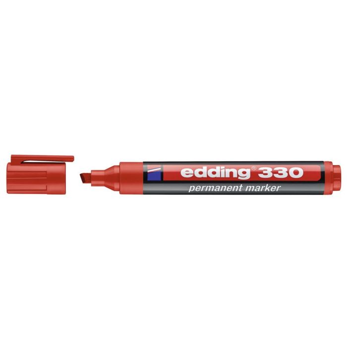 Rotulador Edding Marcador Permanente 330 Rojo Punta Biselada 1-5 mm Recargable 10 unidades 1