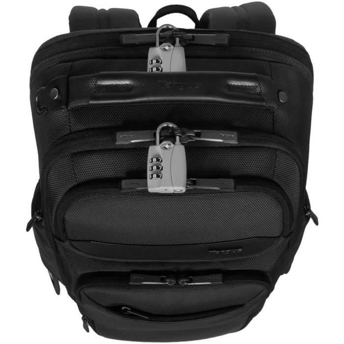 Targus HeritageLuxe Mochila de viaje para portátil 15-16 pulgadas Hombre Poliéster Negra con RFID y ventilación posterior 2