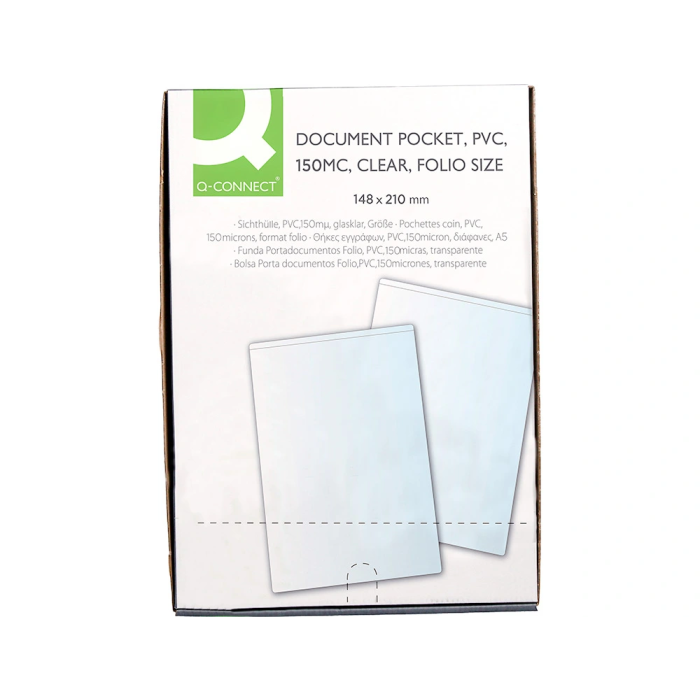 Q-connect Funda Portadocumentos Transparente DIN A5 150 micras PVC con Uñero 148x210 mm 4