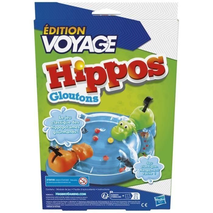 Gluttonous Hippos Travel, juego de mesa de viaje para 2 jugadores, 4 años, Hasbro Gaming 3