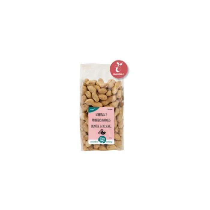TERRASANA Cacahuetes con Cáscara Tostados Ecológicos 330g - Snack vegano rico en proteínas y fibra