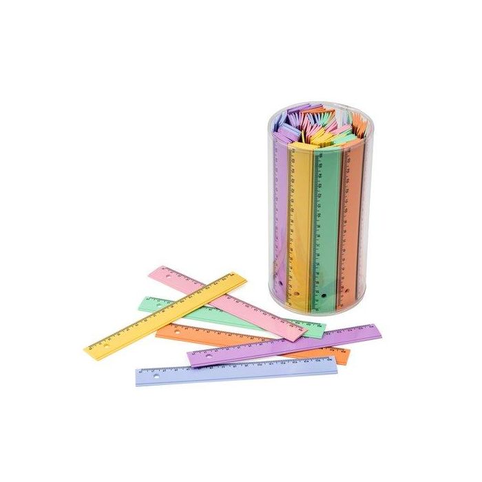 Faibo Regla de plástico de 16 cm, bote de 100 unidades, colores surtidos