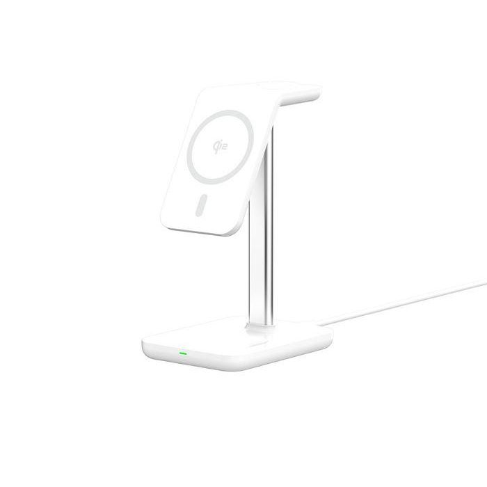 eSTUFF Cargador Inalámbrico Magnético 3 en 1 QI2 para iPhone 12-16, Apple Watch, AirPods y Android QI2 con Carga Rápida 4