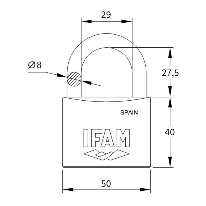 Ifam K50 Candado de latón 50mm con arco normal y 2 llaves 4 Ifam K50 Candado de latón 50mm con arco normal y 2 llaves 4