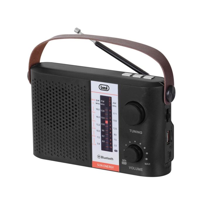 Trevi RA 7F25 BT Radio Portátil Analógica/Digital AM/FM/SW con Bluetooth, USB, MP3, MicroSD, Auriculares y Altavoces - Negro