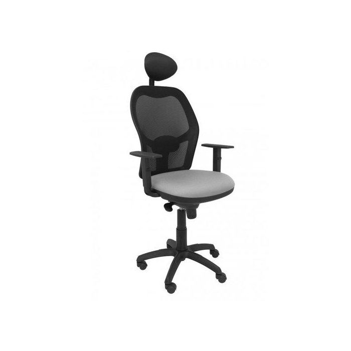 Silla Piqueras Y Crespo Jorquera Brazos Regulables Cabecero Fijo Mecanismo Sincro Con Regulador De Tension Respaldo De Malla Negra Y Asiento Tapizado Bali Gris Claro