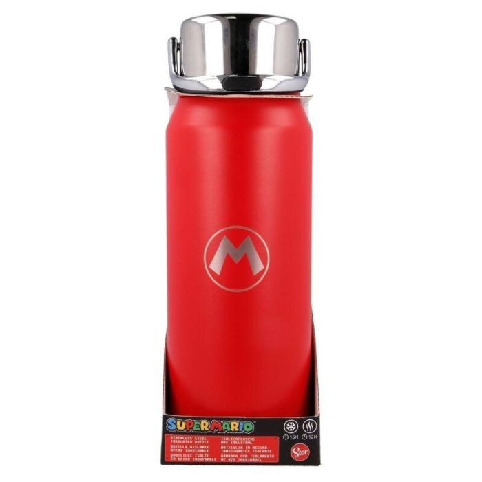 Super Mario Bros Nintendo Botella Termo Acero Inoxidable 505ml Antigoteo - Mantiene Frío 15h Calor 12h