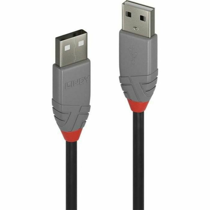 Lindy Cable USB 2.0 Tipo A a A, Anthra Line, 1m, Doble Apantallamiento, Contactos Bañados en Oro, 480Mbps para AV/IT Profesional