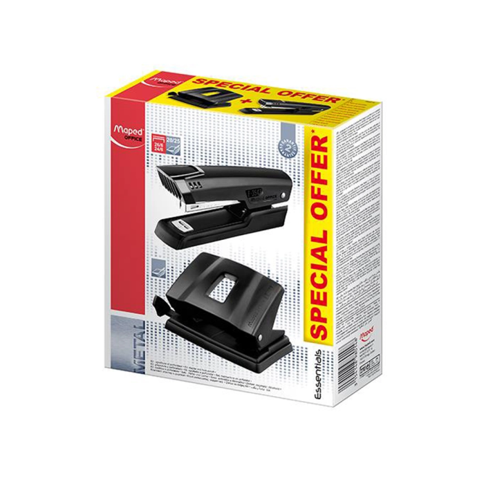 Maped Grapadora Essential Metal 25H Ref: 354311 + Perforadora 2 Agujeros 35H Ref: 402411 Negro 1
