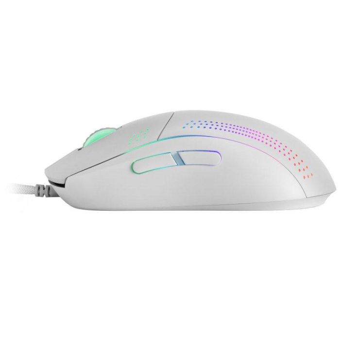 Mars Gaming MMPROW Ratón óptico ambidiestro ultraligero RGB blanco 32000 DPI con cable flexible 2