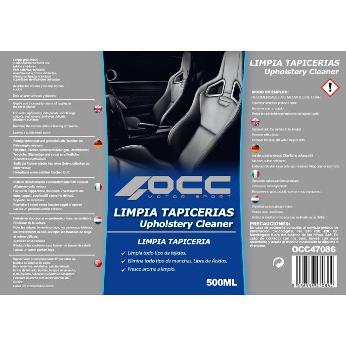 Limpiador De Tapiceria Coche 500 mL Occ Motorsport OCC47086 1 Limpiador De Tapiceria Coche 500 mL Occ Motorsport OCC47086 1