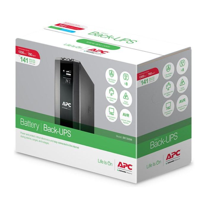 APC BR1300MI Sistema de Alimentación Ininterrumpida (UPS) Línea Interactiva 1.3 kVA 780 W 8 Salidas AC 6