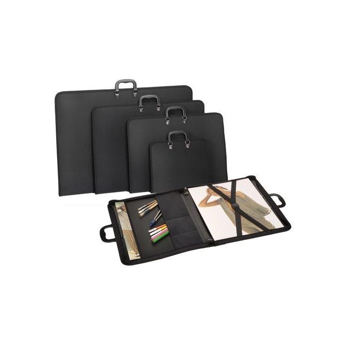 Carchivo Cartera con Cremallera 50x70 cm, Bandolera con Asa, PP Gofrado, Negro