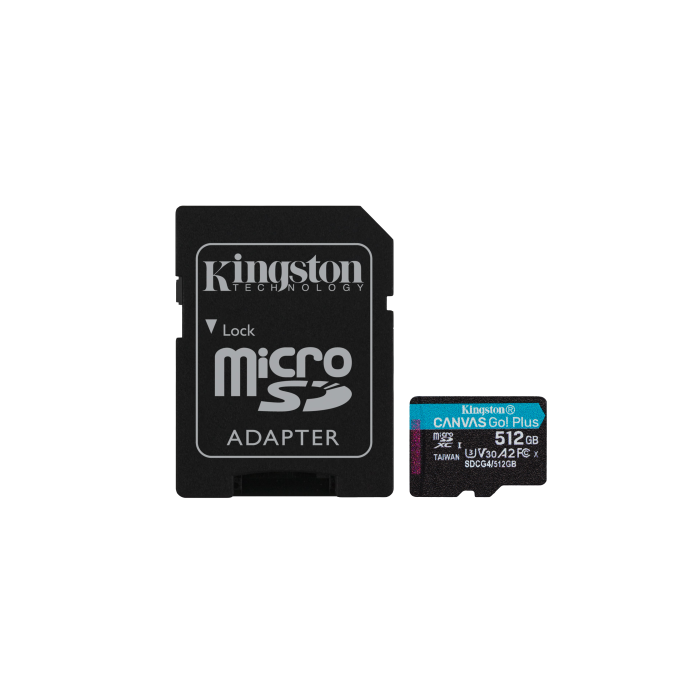 Kingston Canvas Go! Plus Tarjeta Memoria Micro Secure Digital Sd 512 GB UHS-I U3 V30 A2 Velocidad Lectura 200 MB/s Escritura 160 MB/s 0 Kingston Canvas Go! Plus Tarjeta Memoria Micro Secure Digital Sd 512 GB UHS-I U3 V30 A2 Velocidad Lectura 200 MB/s Escritura 160 MB/s 0