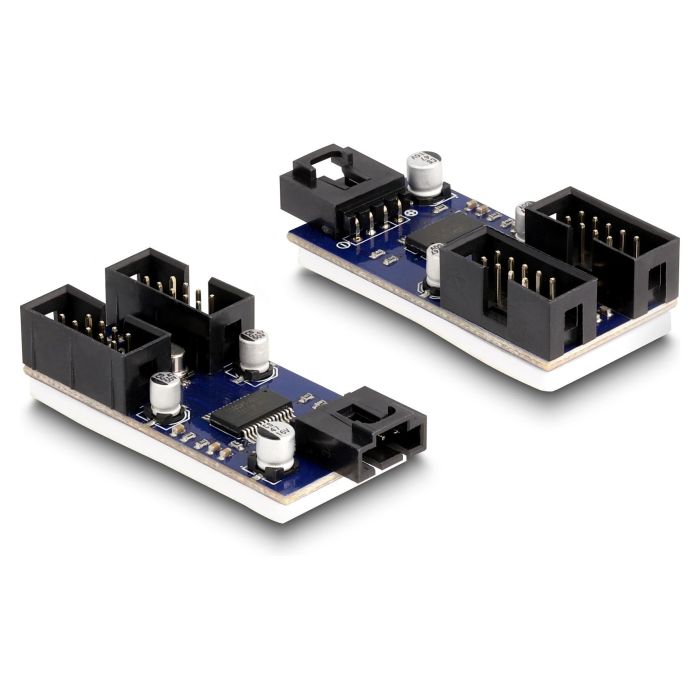 Delock Hub USB 2.0 Interno con 2 Puertos, USB Header 4 Pin y USB 2.0 Header 9 Pin, Conector Macho, Negro/Azul, para PC 1